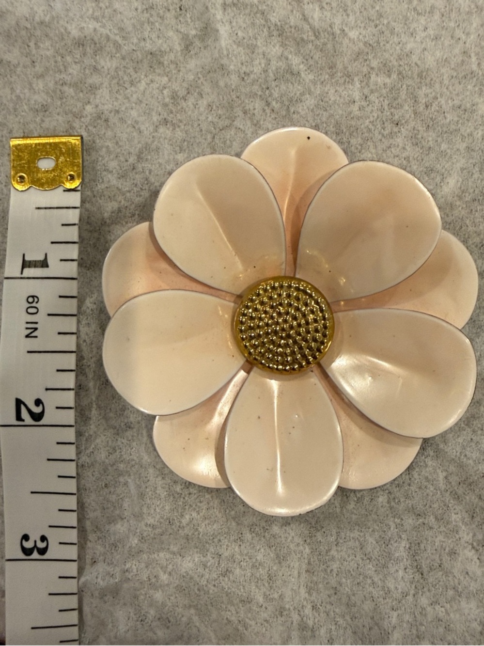 Vintage Blush Pink Floral Pin Brooch with Gold Center